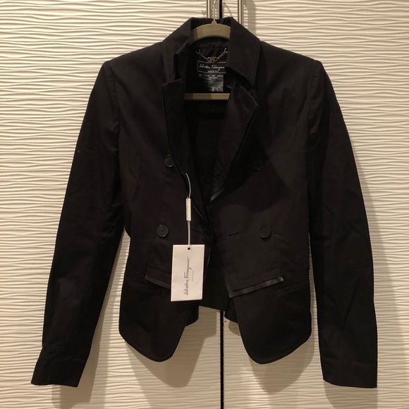 Salvatore Ferragamo Black Jkt with leather piping - Picture 4 of 6